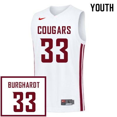Youth #33 Will Burghardt Washington State Cougars College Basketball Jerseys Sale-White